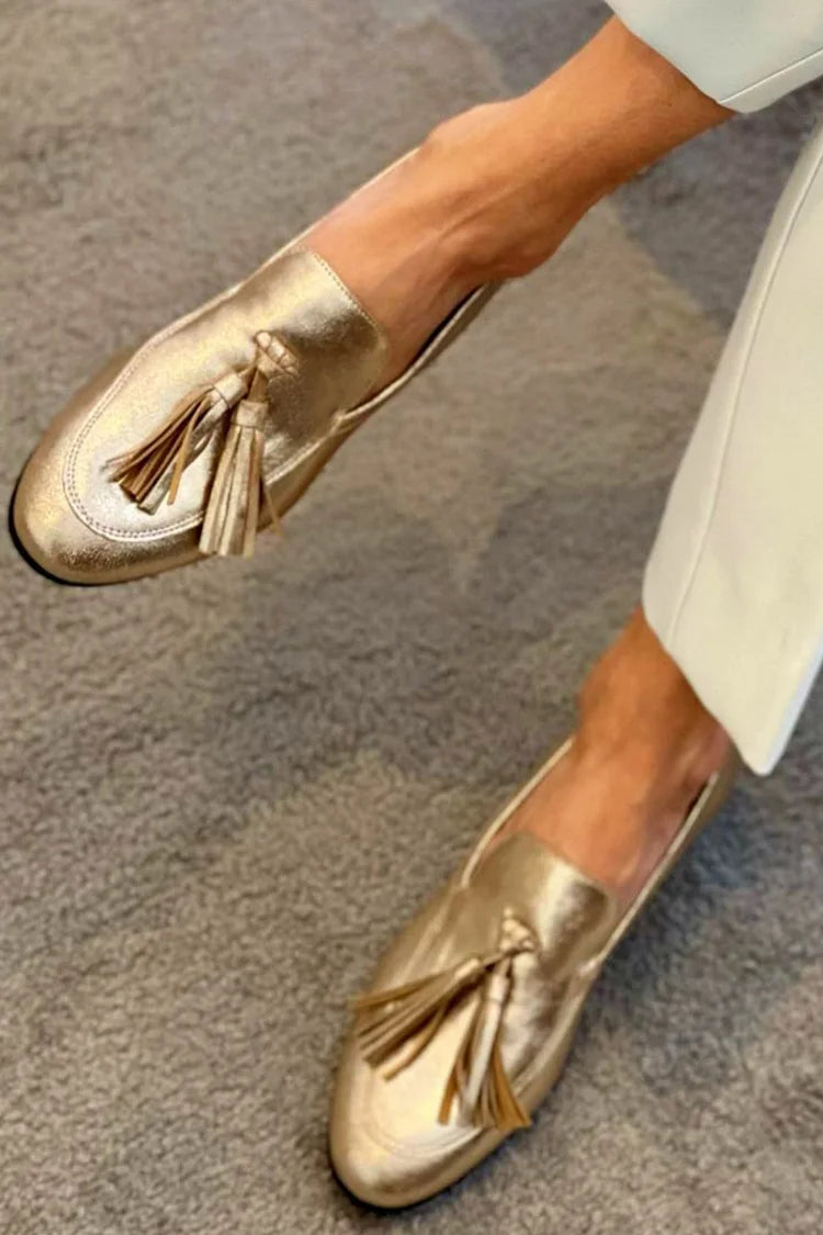Donatela | Mocasín con Borlas Doradas