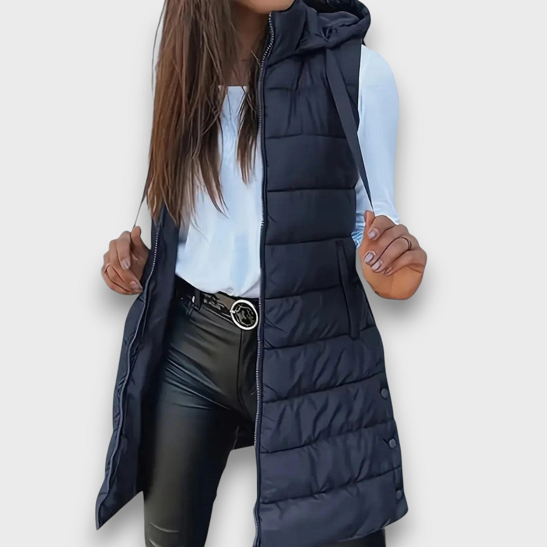 Livia | Chaleco largo acolchado con capucha