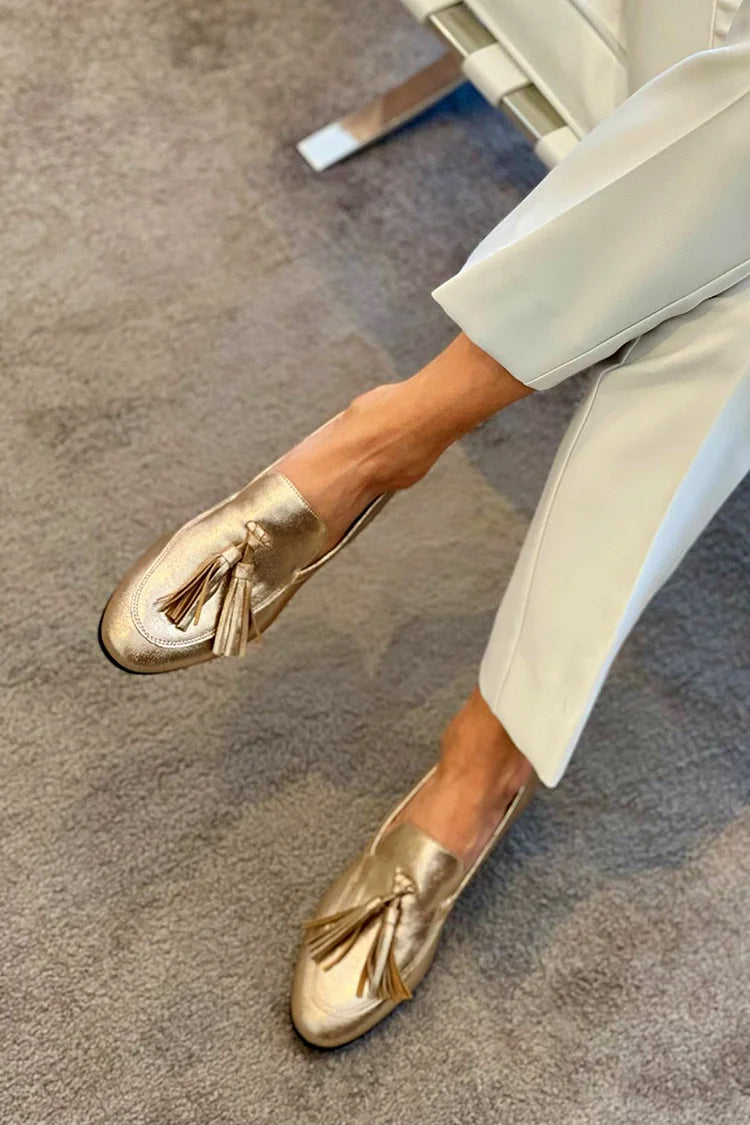 Donatela | Mocasín con Borlas Doradas