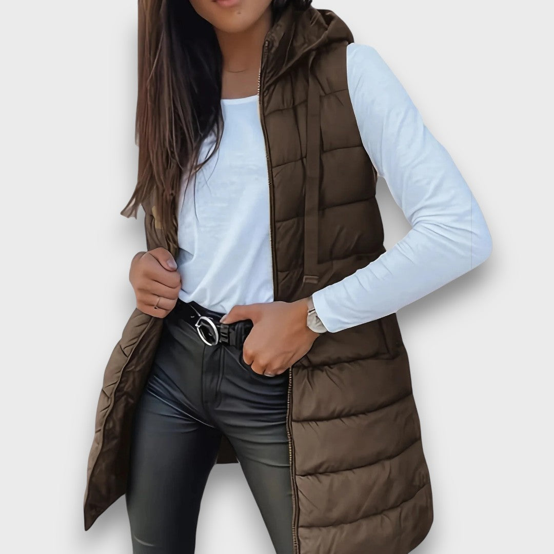 Livia | Chaleco largo acolchado con capucha