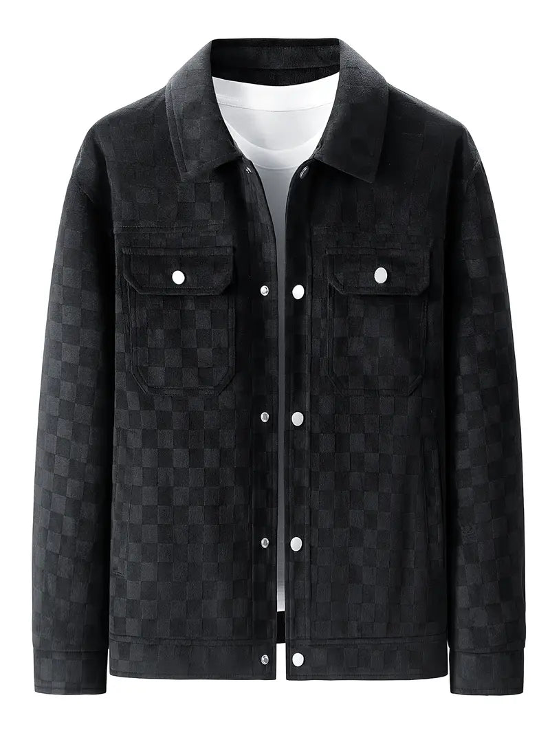 Mavrick Chaqueta Suede con Estampado de Cuadros