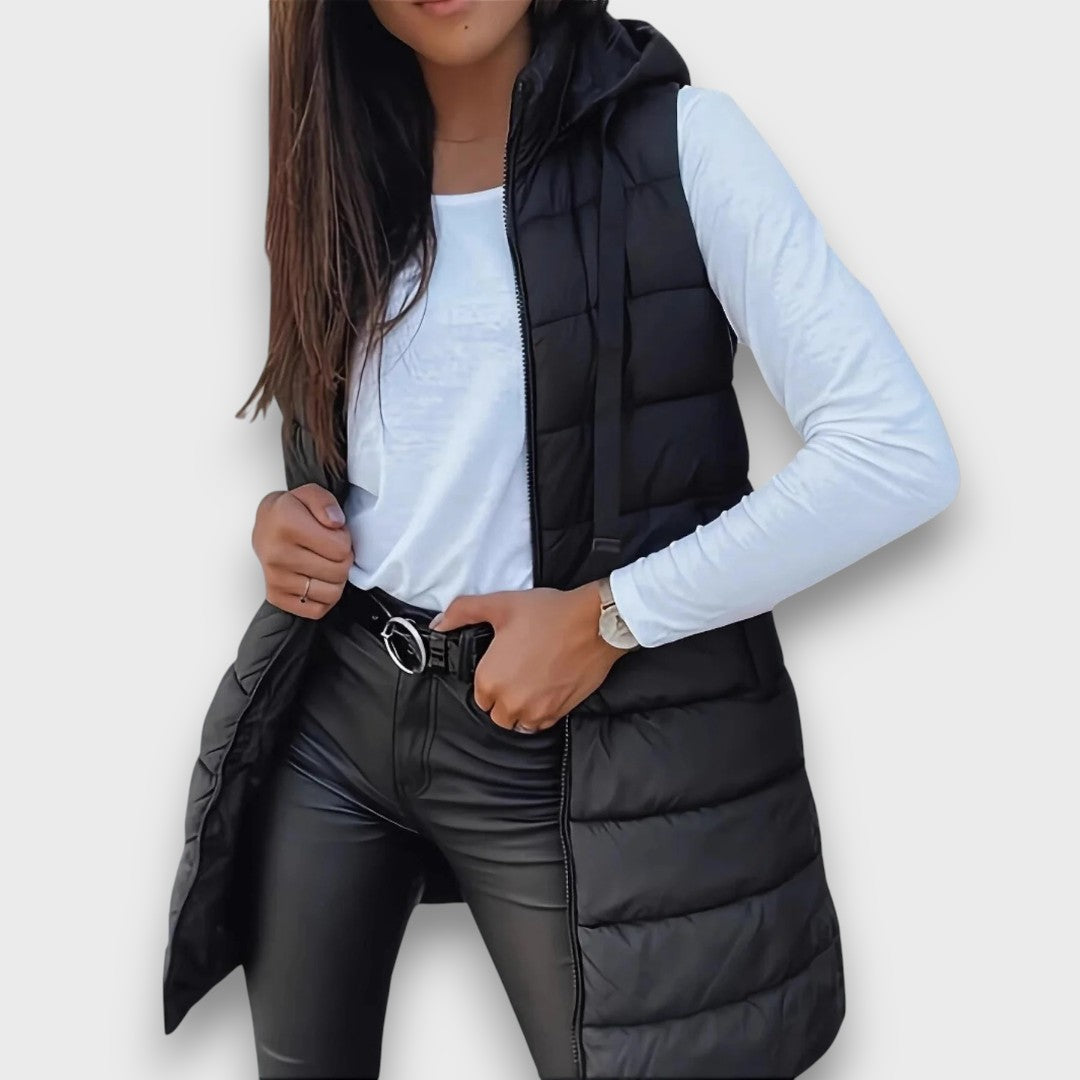 Livia | Chaleco largo acolchado con capucha
