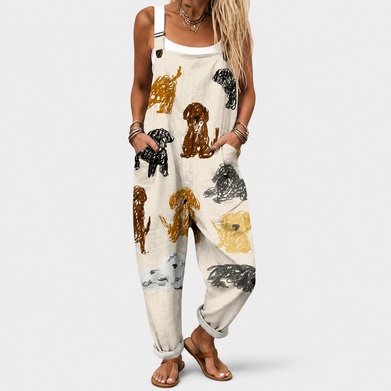 Mono Suave con Estampado Perros Estilizados