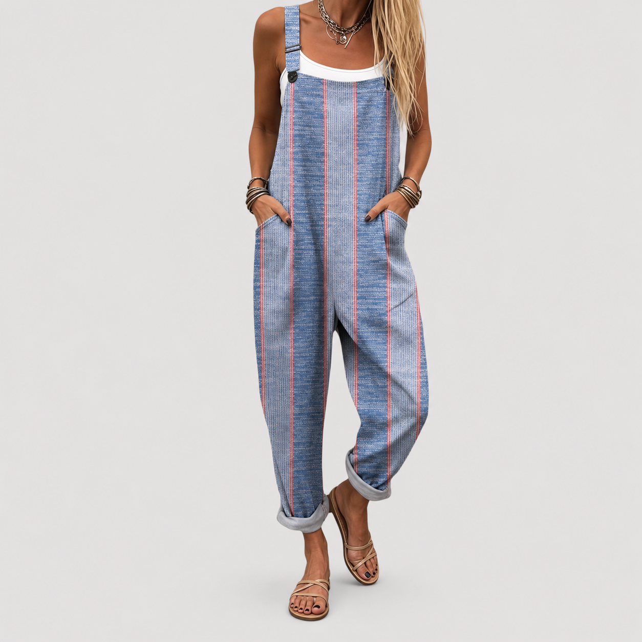 Salopette Relax a Righe Blu Classiche