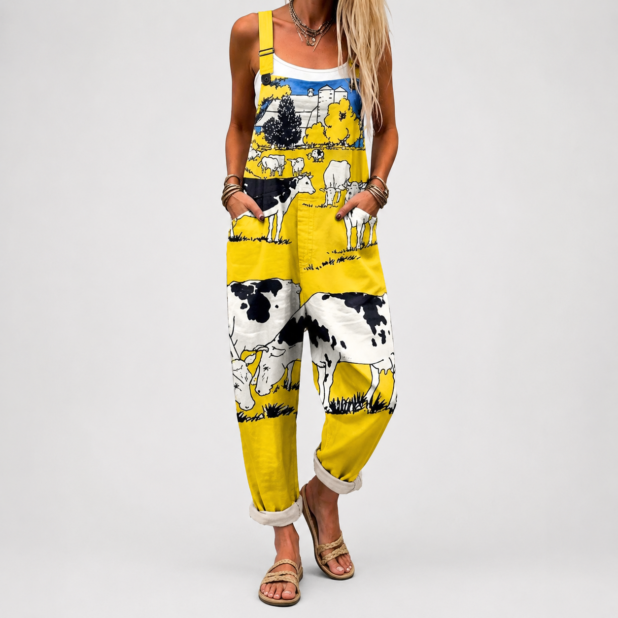Mono Suave Amarillo con Estampado Country