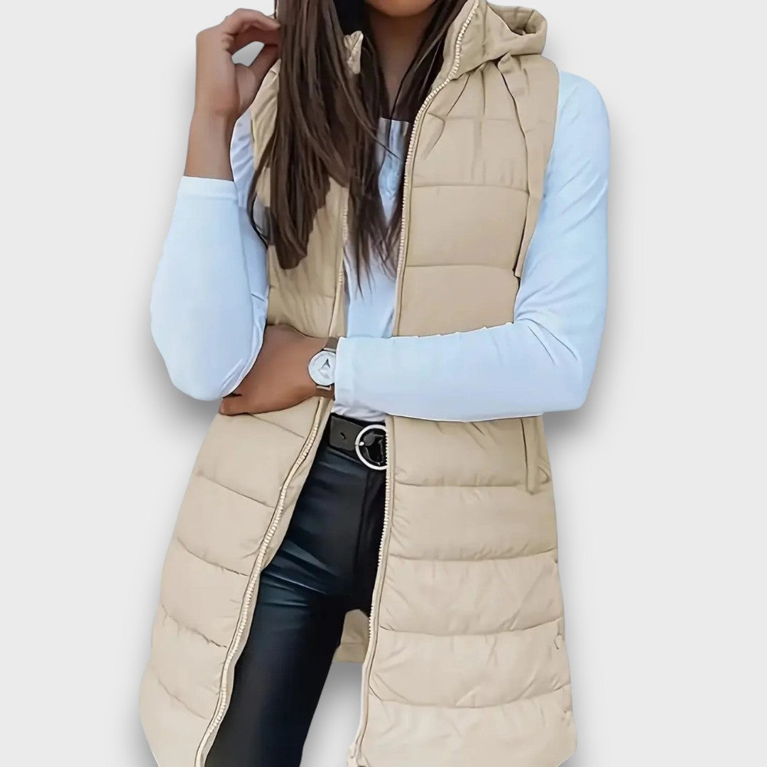 Livia | Chaleco largo acolchado con capucha