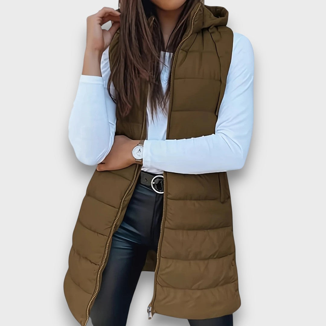 Livia | Chaleco largo acolchado con capucha