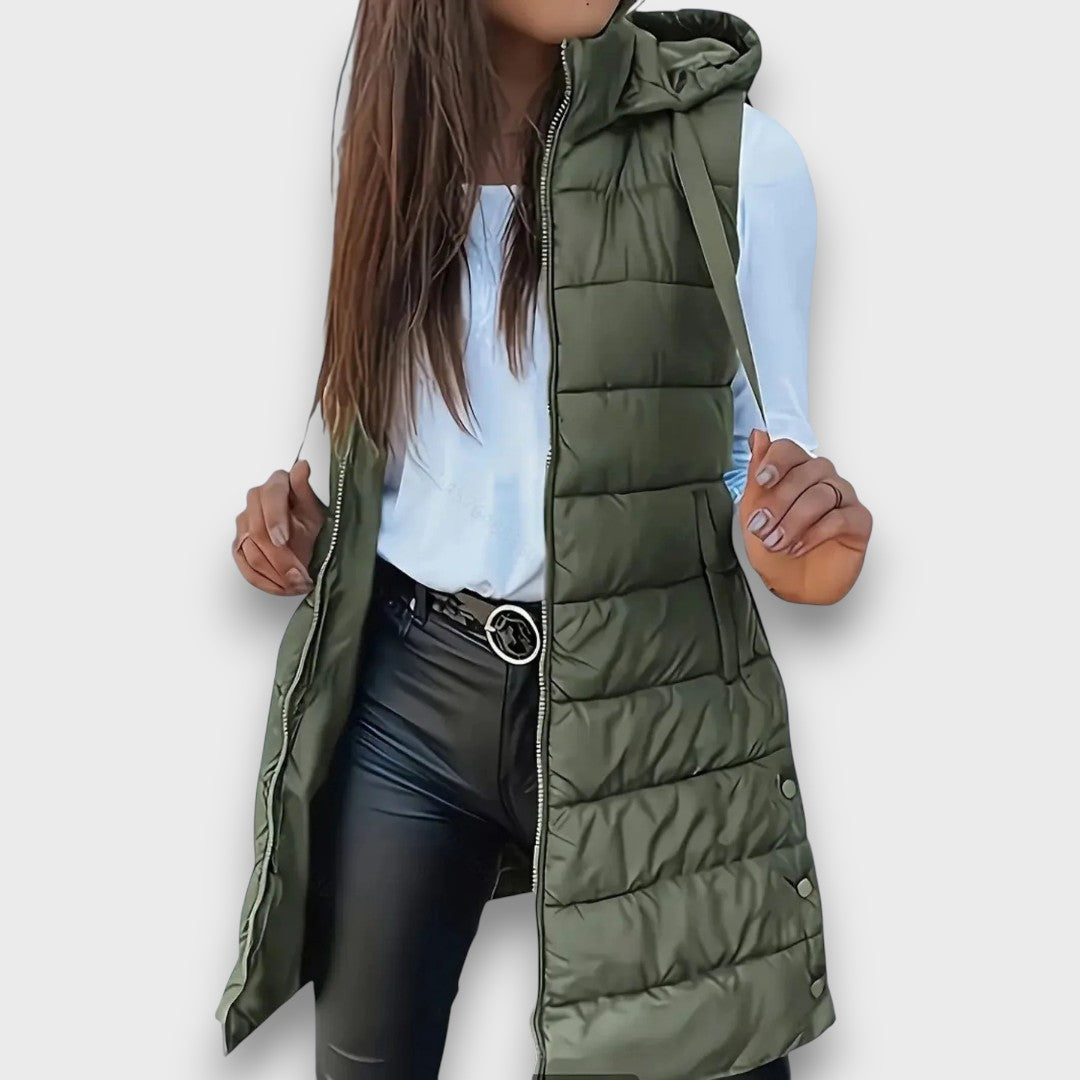Livia | Chaleco largo acolchado con capucha