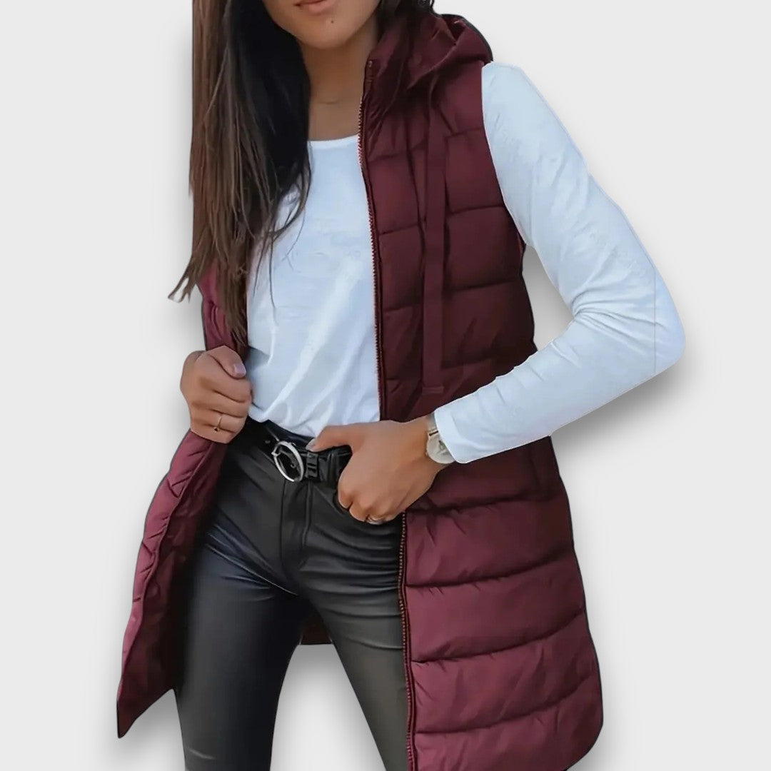 Livia | Chaleco largo acolchado con capucha