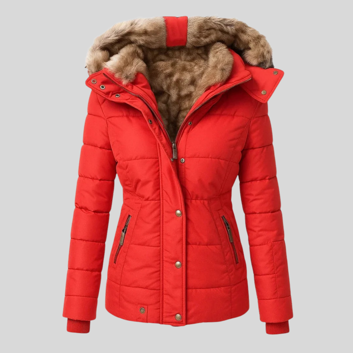 Bruna™ | Parka acolchada con capucha de pelo sintético