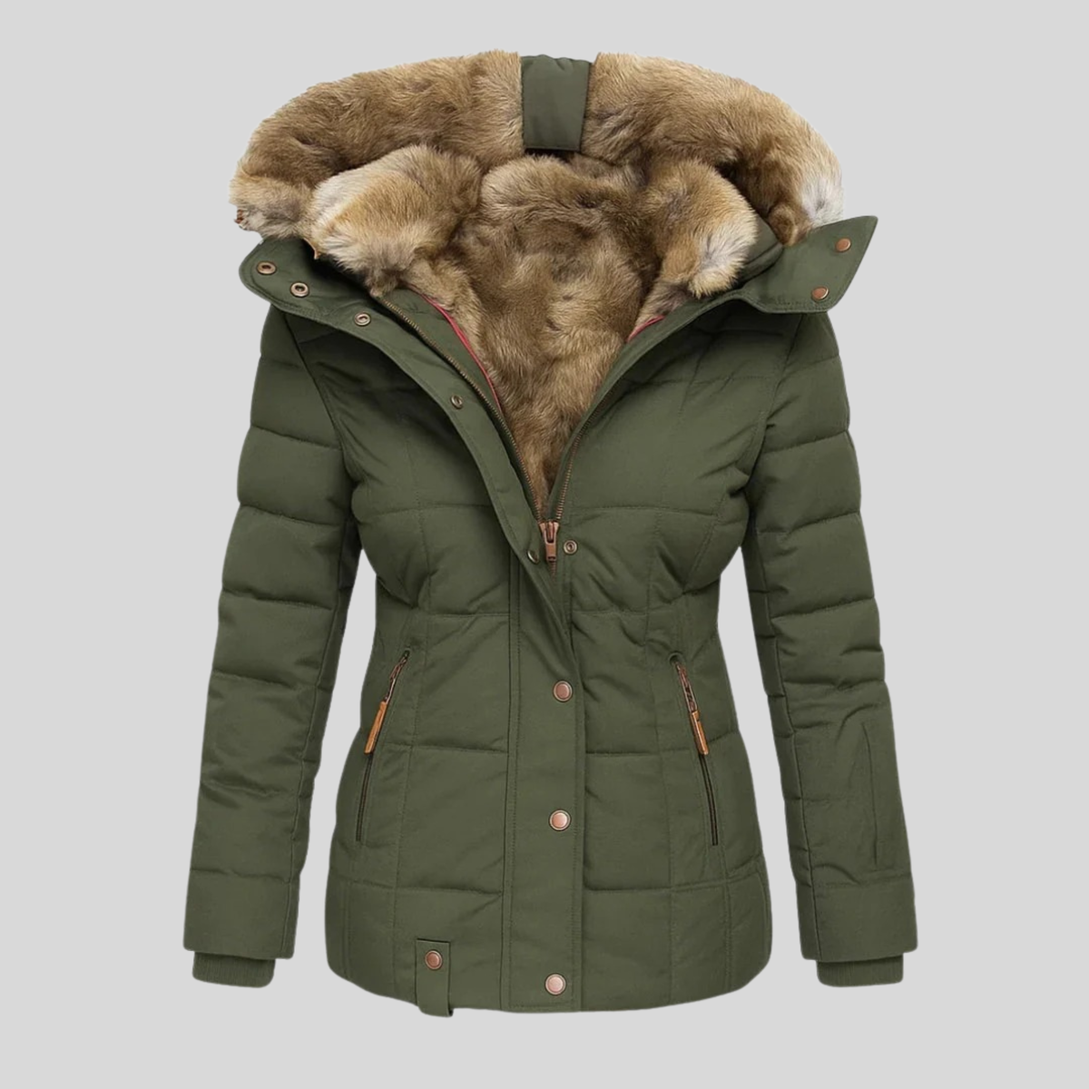 Bruna™ | Parka acolchada con capucha de pelo sintético