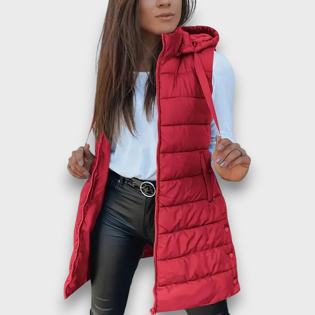 Livia | Chaleco largo acolchado con capucha