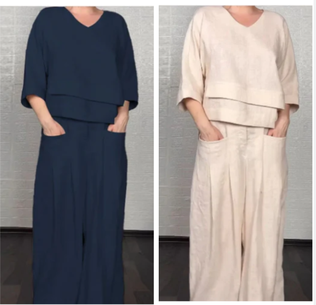 Sara | Conjunto de dos piezas de algodón y lino