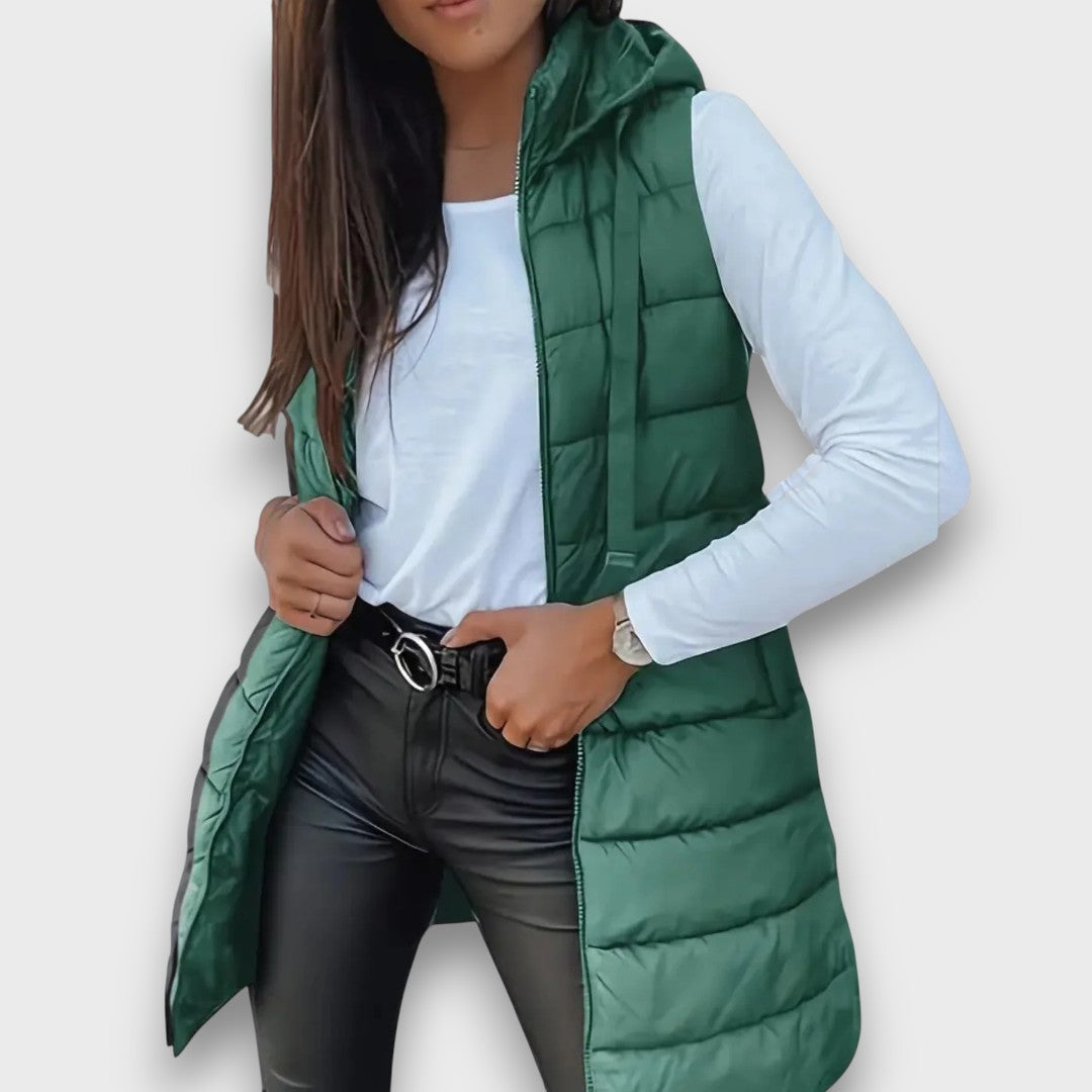 Livia | Chaleco largo acolchado con capucha