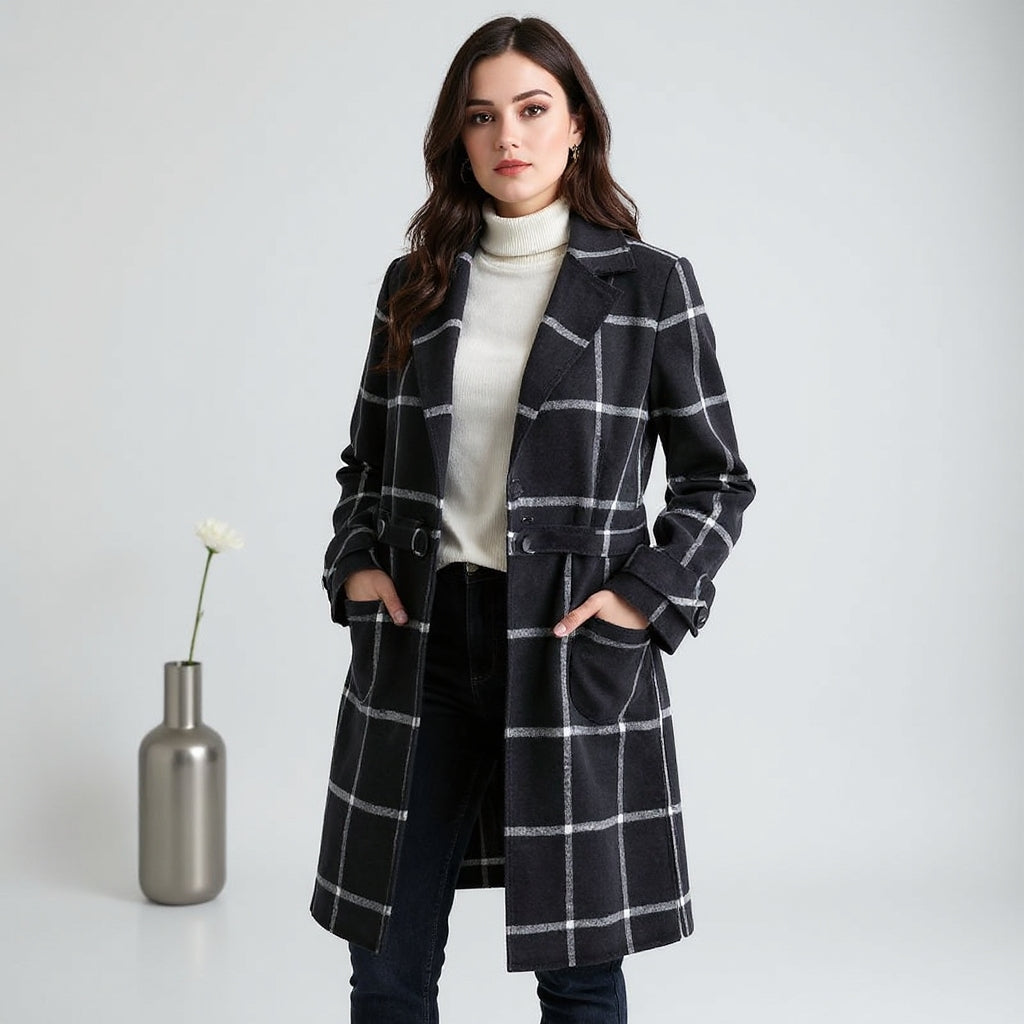Sofia | Elegante Abrigo de Lana a Cuadros