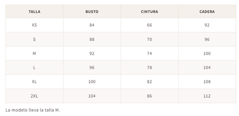 Guía de tallas