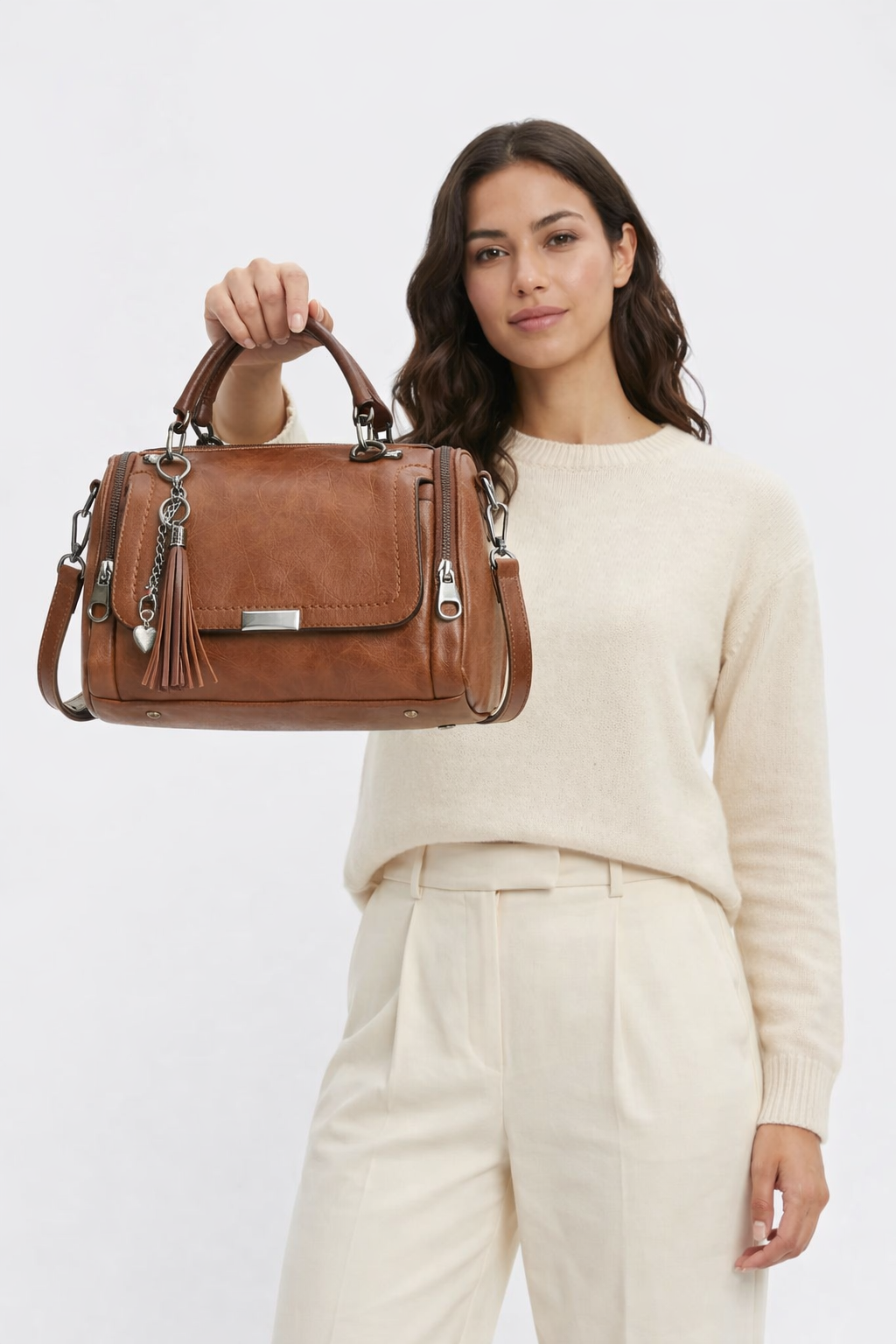 Bolso de Hombro con Borlas Mujer