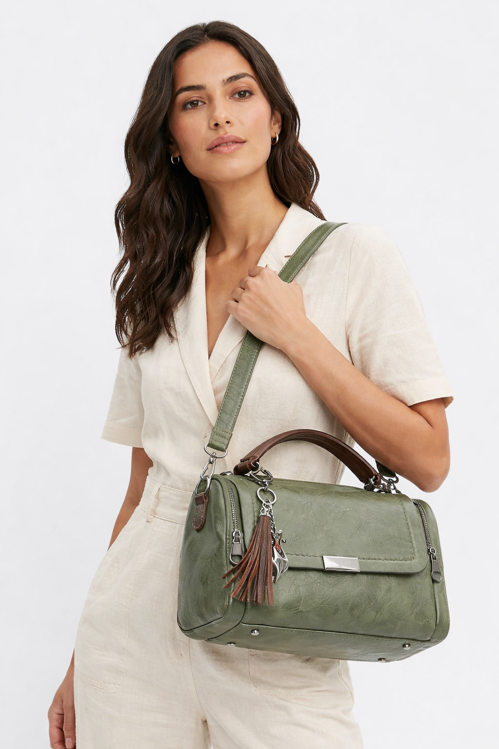 Bolso de Hombro con Borlas Mujer