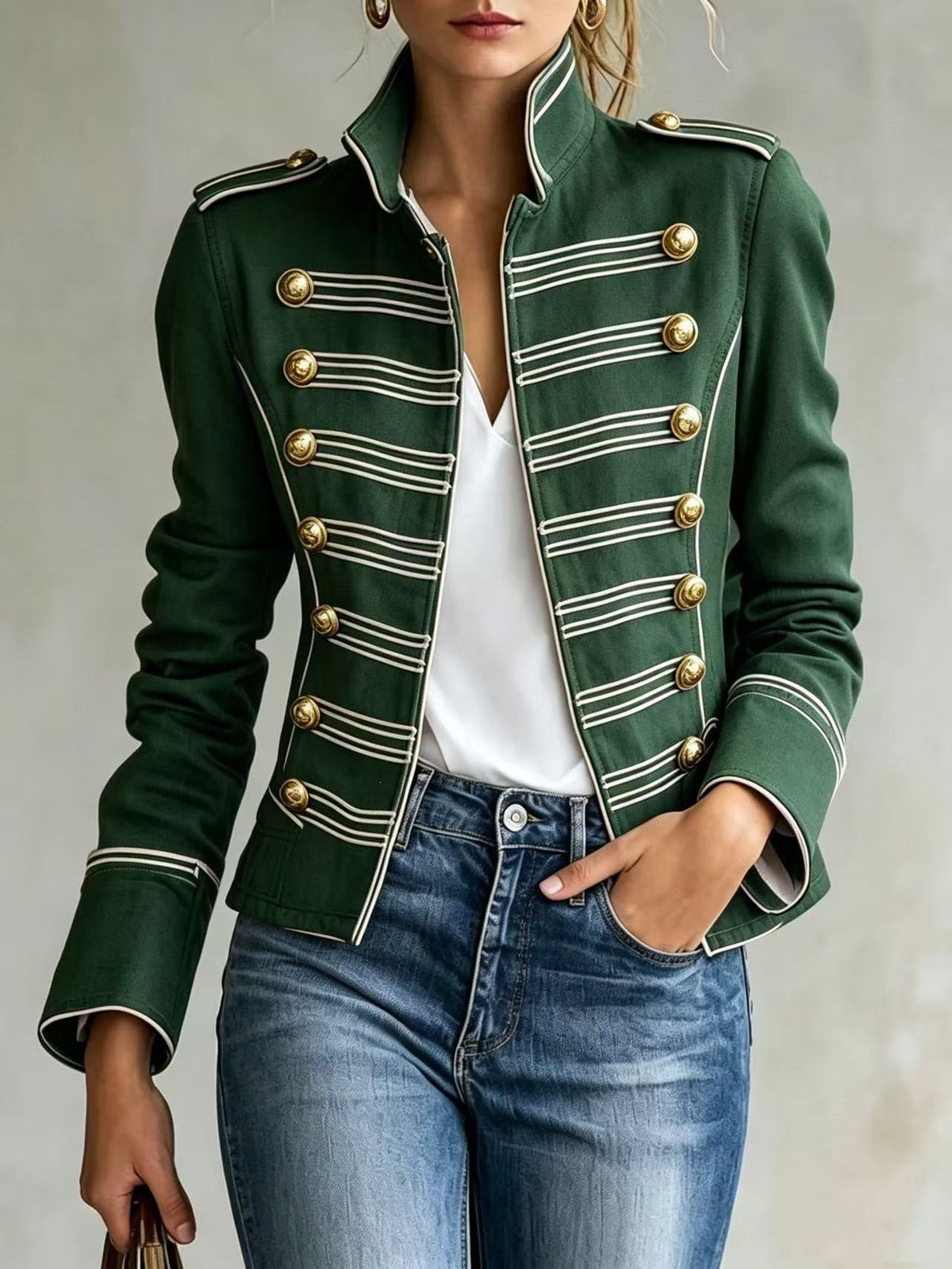 Marion | Chaqueta vaquera de estilo militar con botones dorados