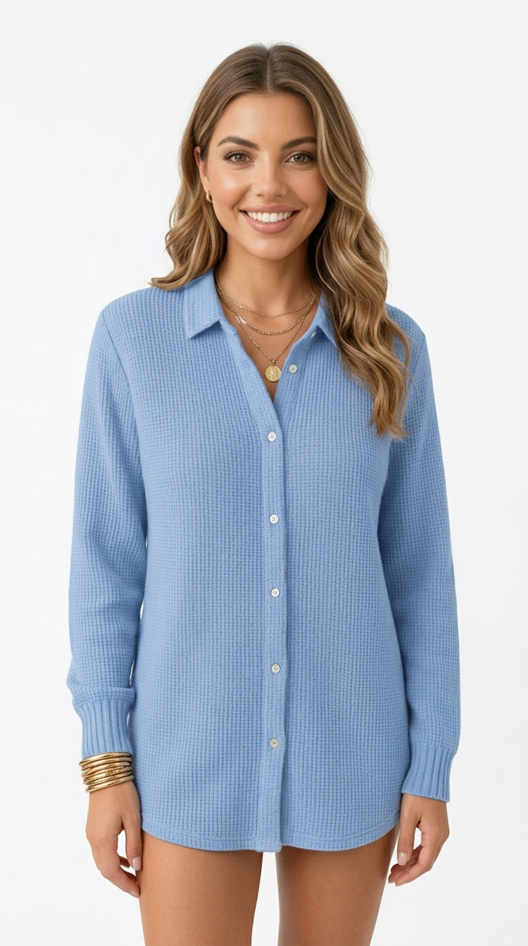 Elegante Blusa de Punto con Botones