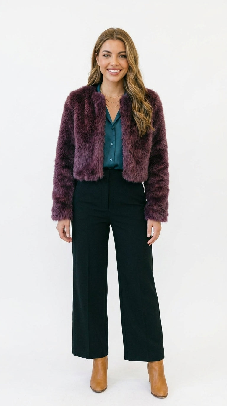 Chaqueta Corta de Piel Sintética Mujer