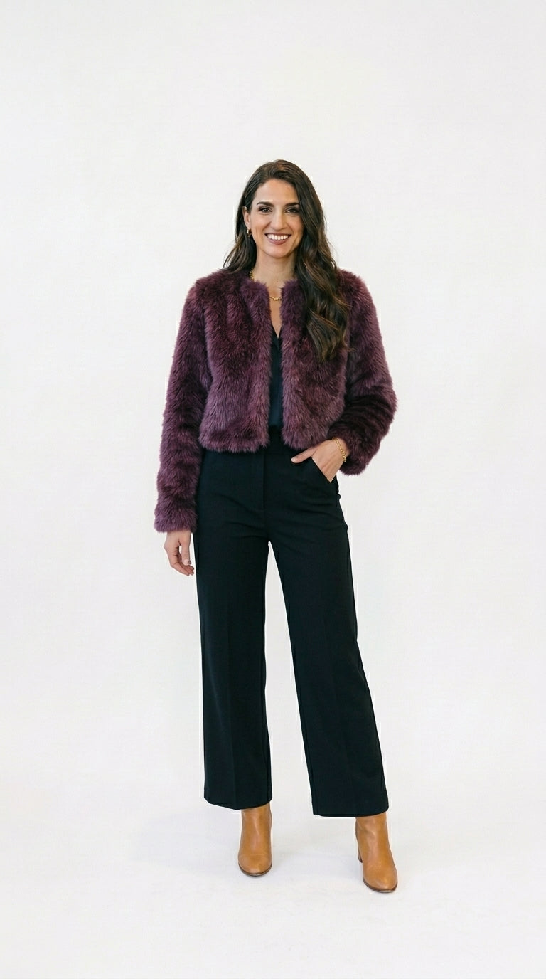 Chaqueta Corta de Piel Sintética Mujer