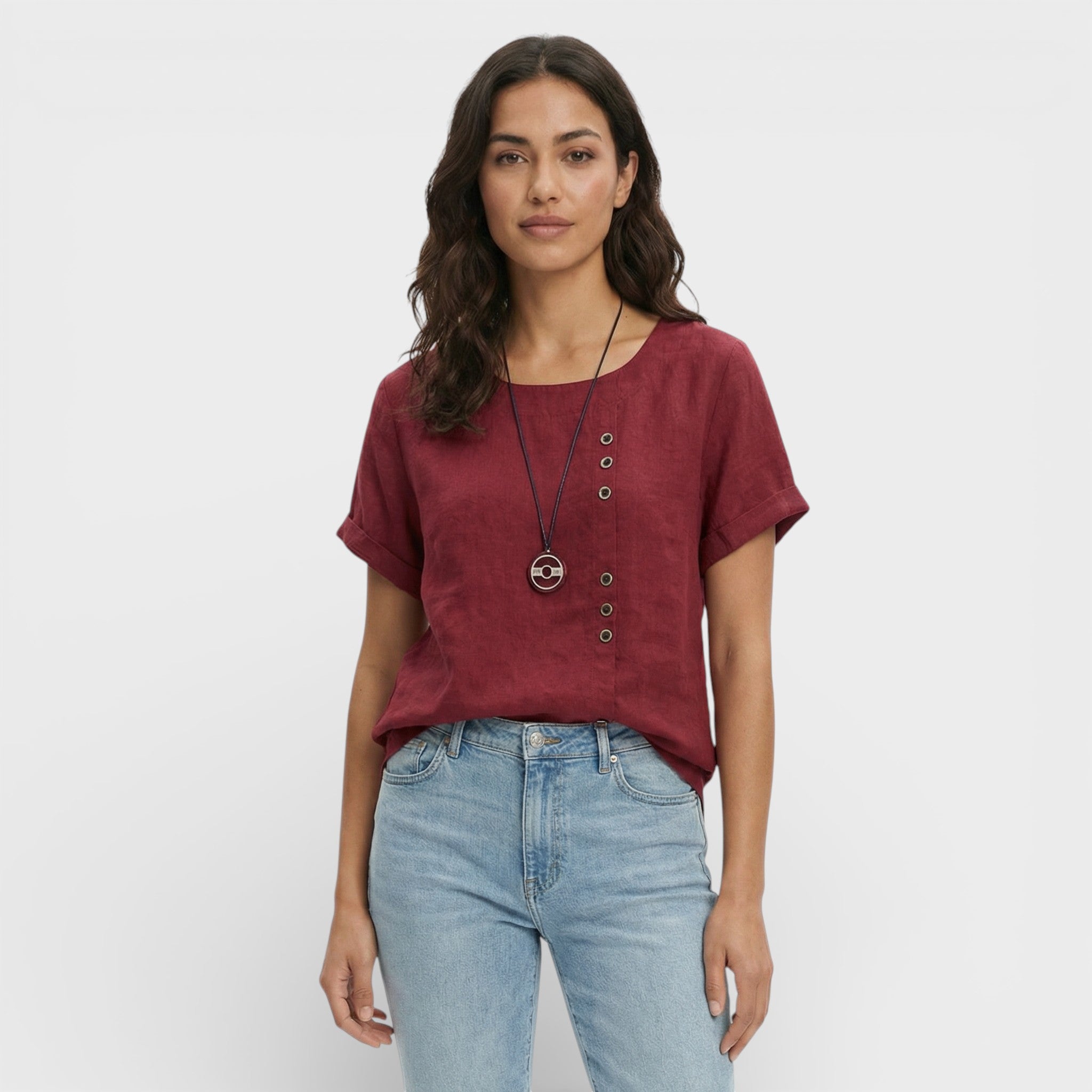 Blusa Lisa Manga Corta Mujer