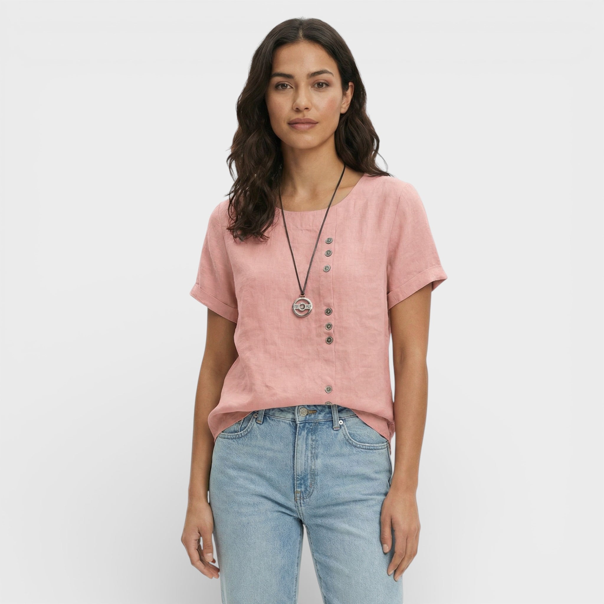 Blusa Lisa Manga Corta Mujer