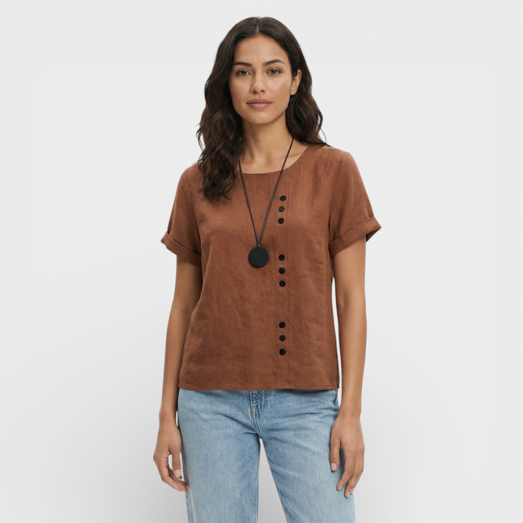 Blusa Lisa Manga Corta Mujer
