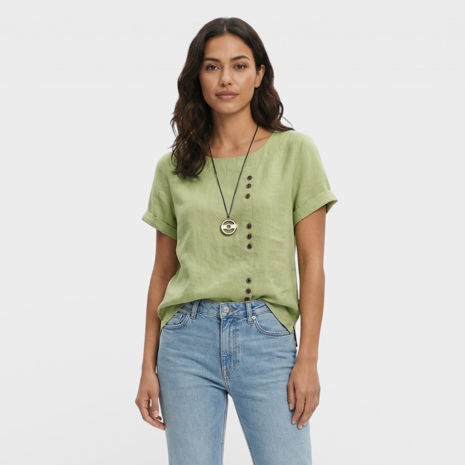 Blusa Lisa Manga Corta Mujer