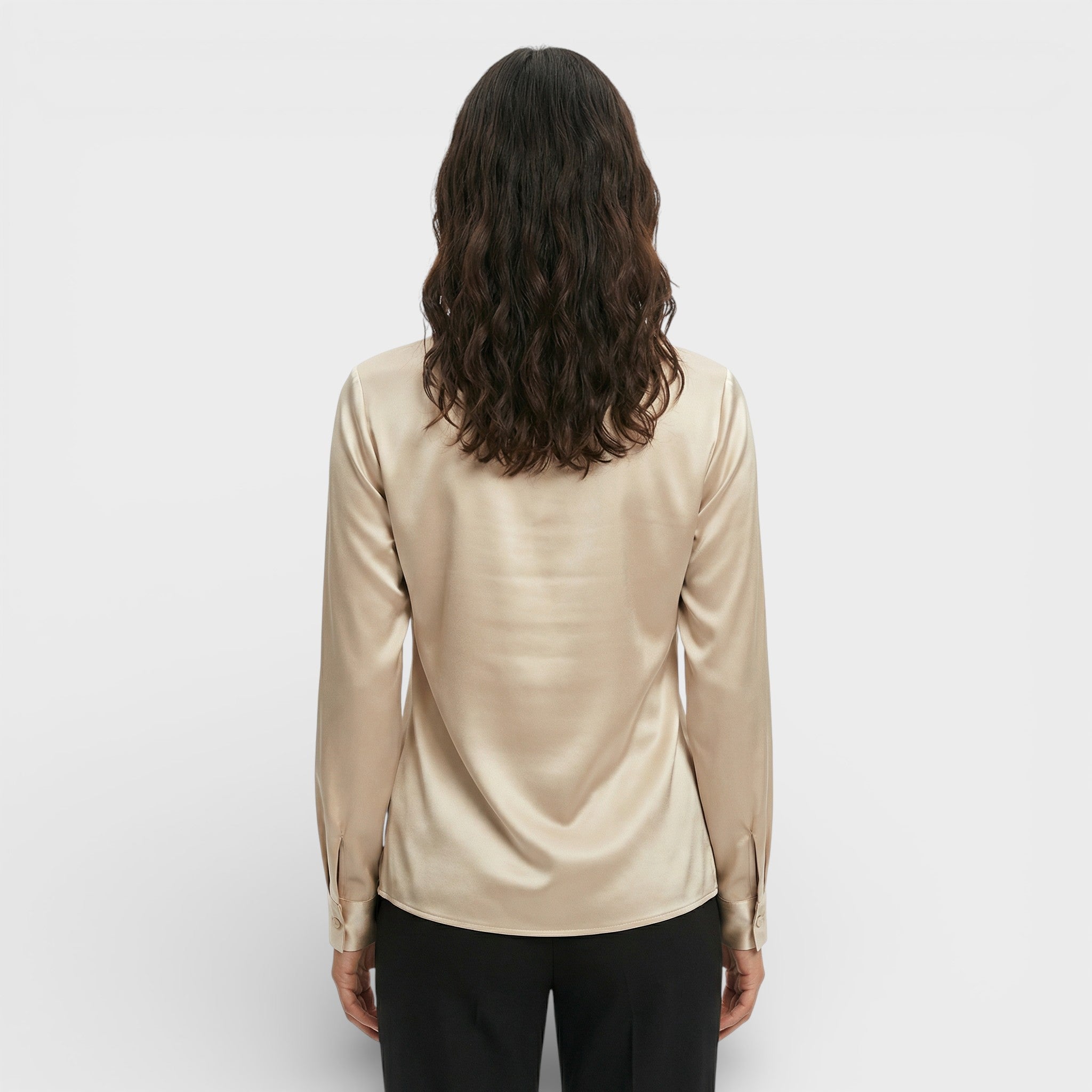 Blusa Satinada Cuello Drapeado Mujer