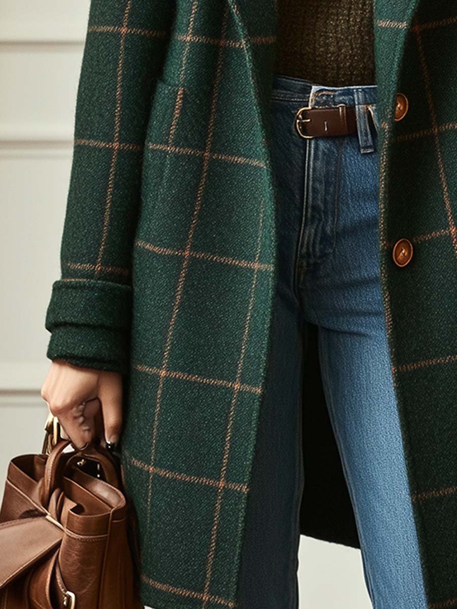 Sofia | Elegante Abrigo de Lana a Cuadros