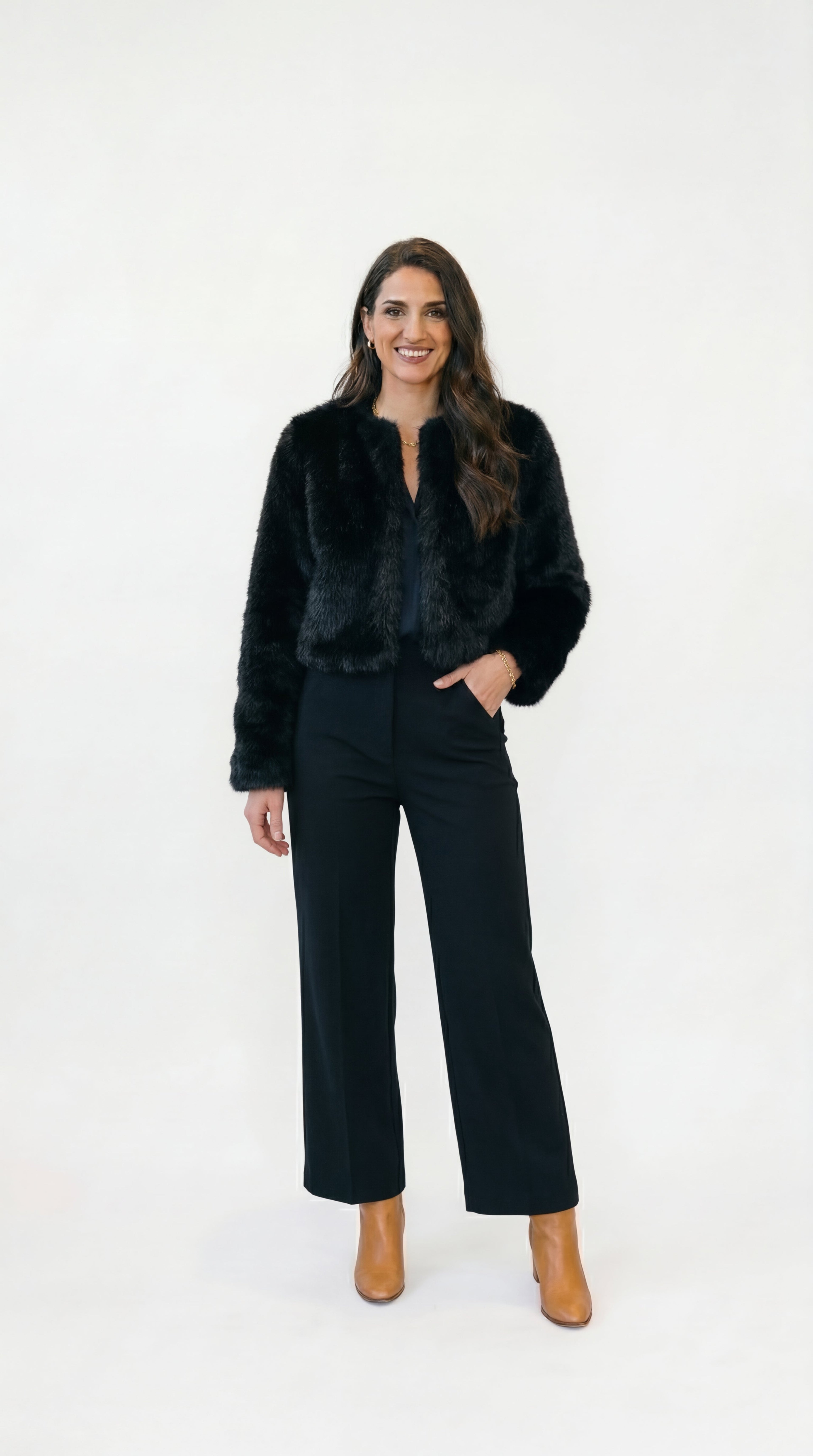 Chaqueta Corta de Piel Sintética Mujer