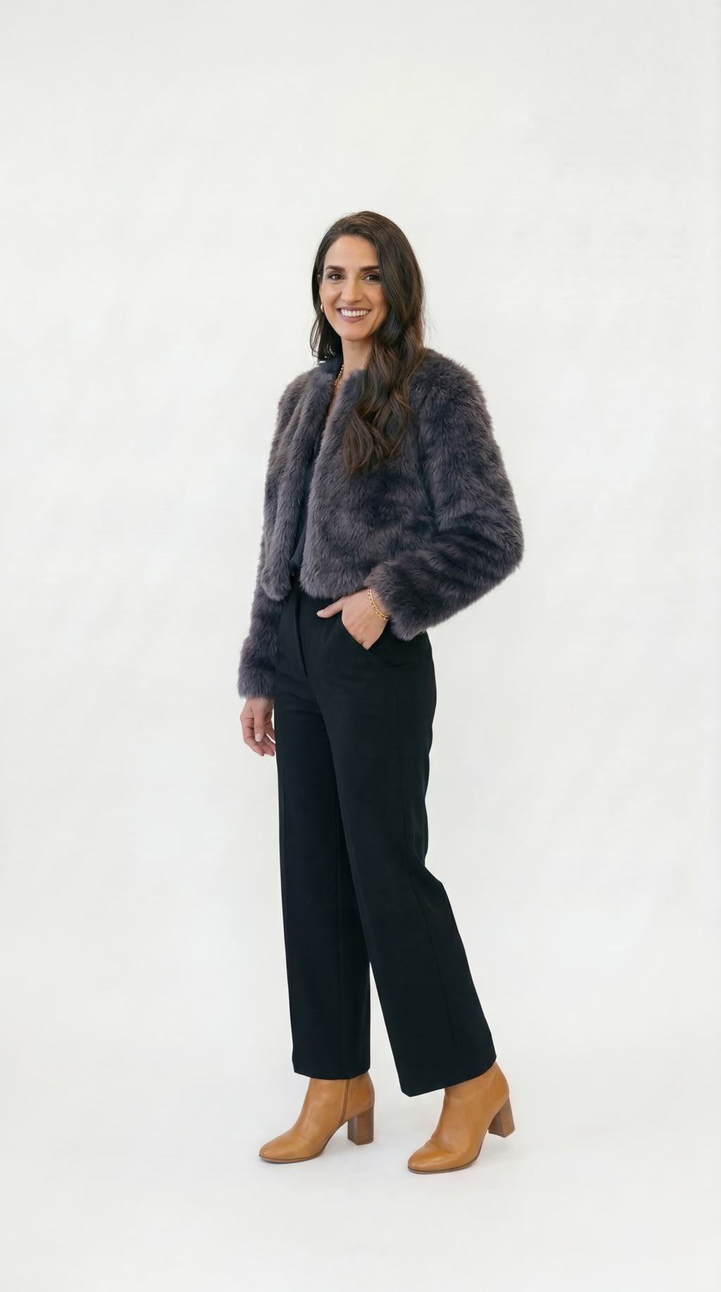 Chaqueta Corta de Piel Sintética Mujer