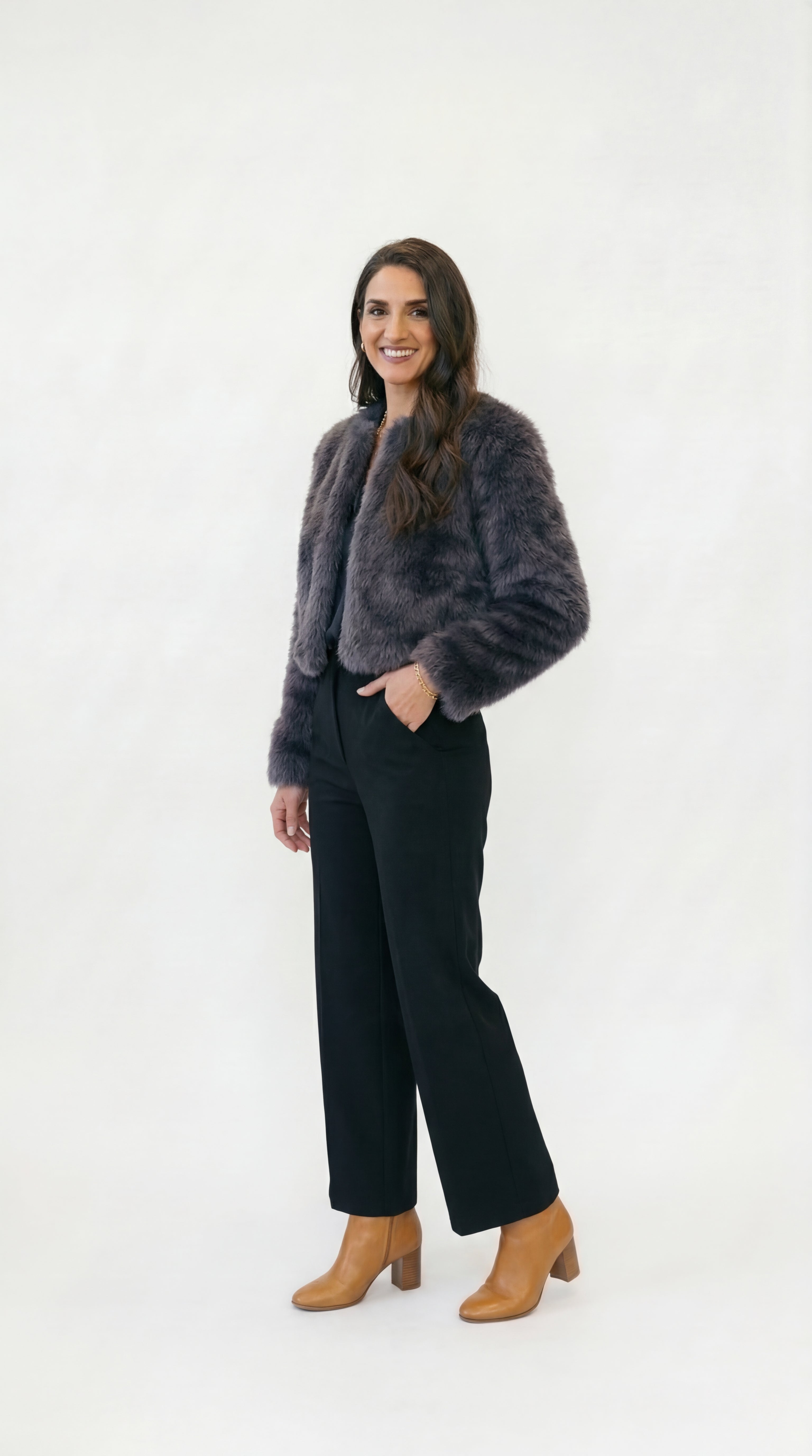 Chaqueta Corta de Piel Sintética Mujer