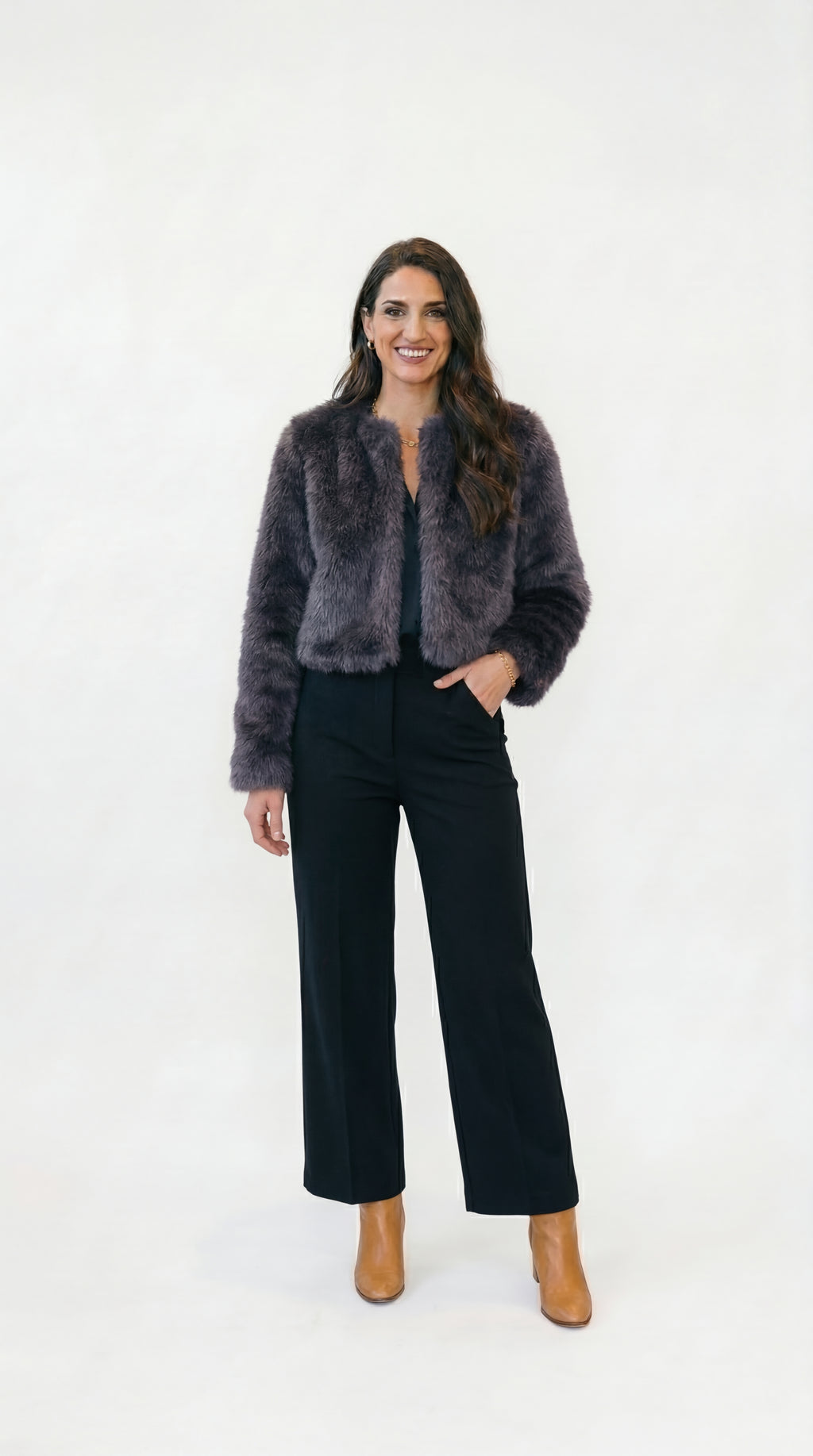 Chaqueta Corta de Piel Sintética Mujer