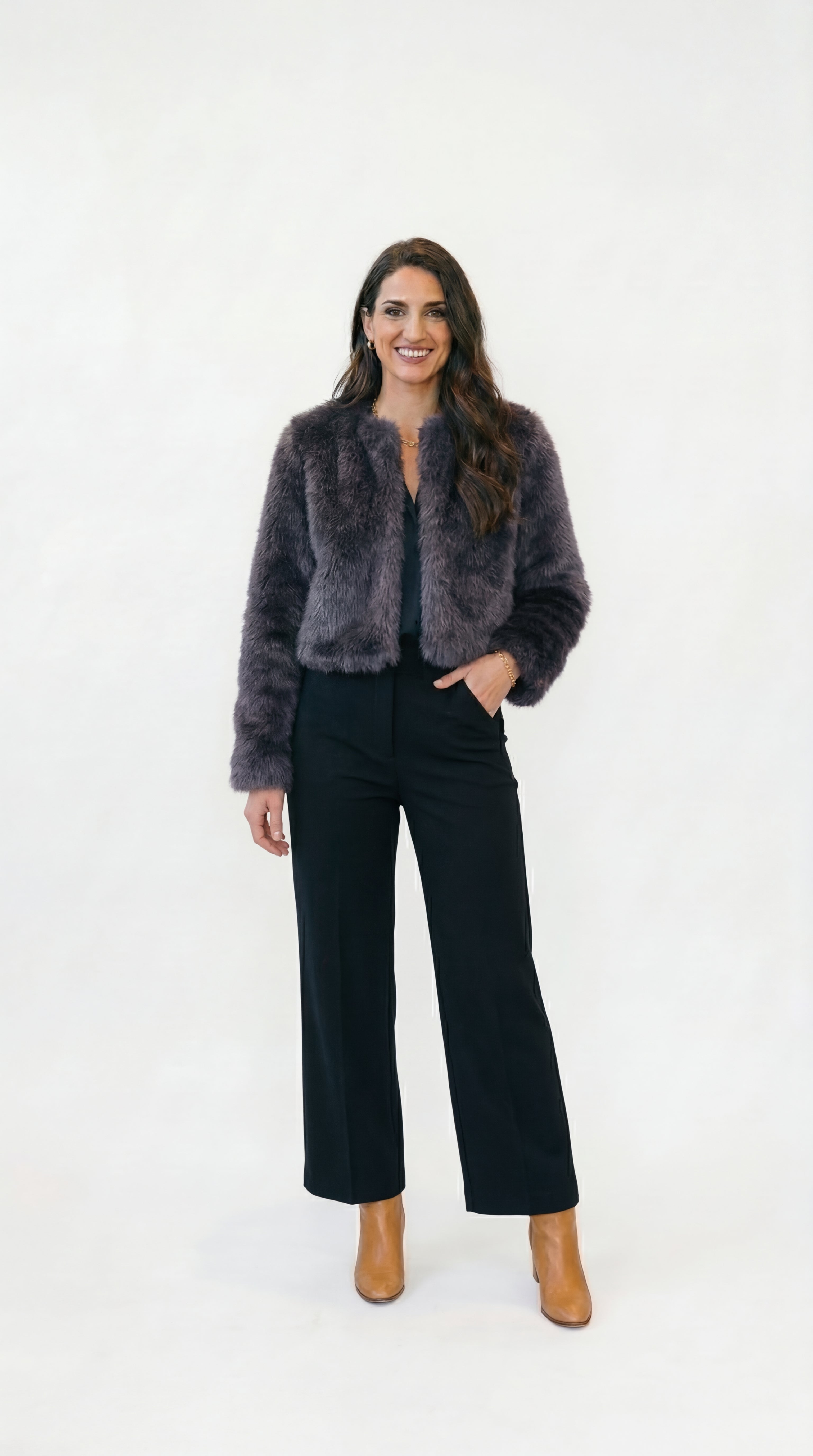 Chaqueta Corta de Piel Sintética Mujer