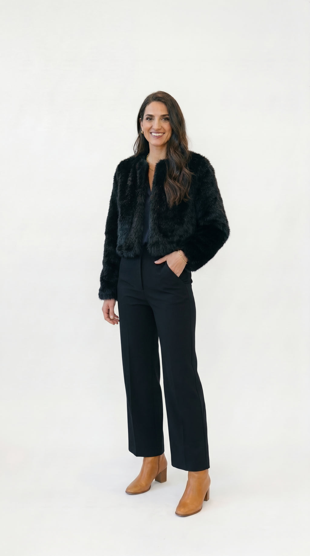 Chaqueta Corta de Piel Sintética Mujer