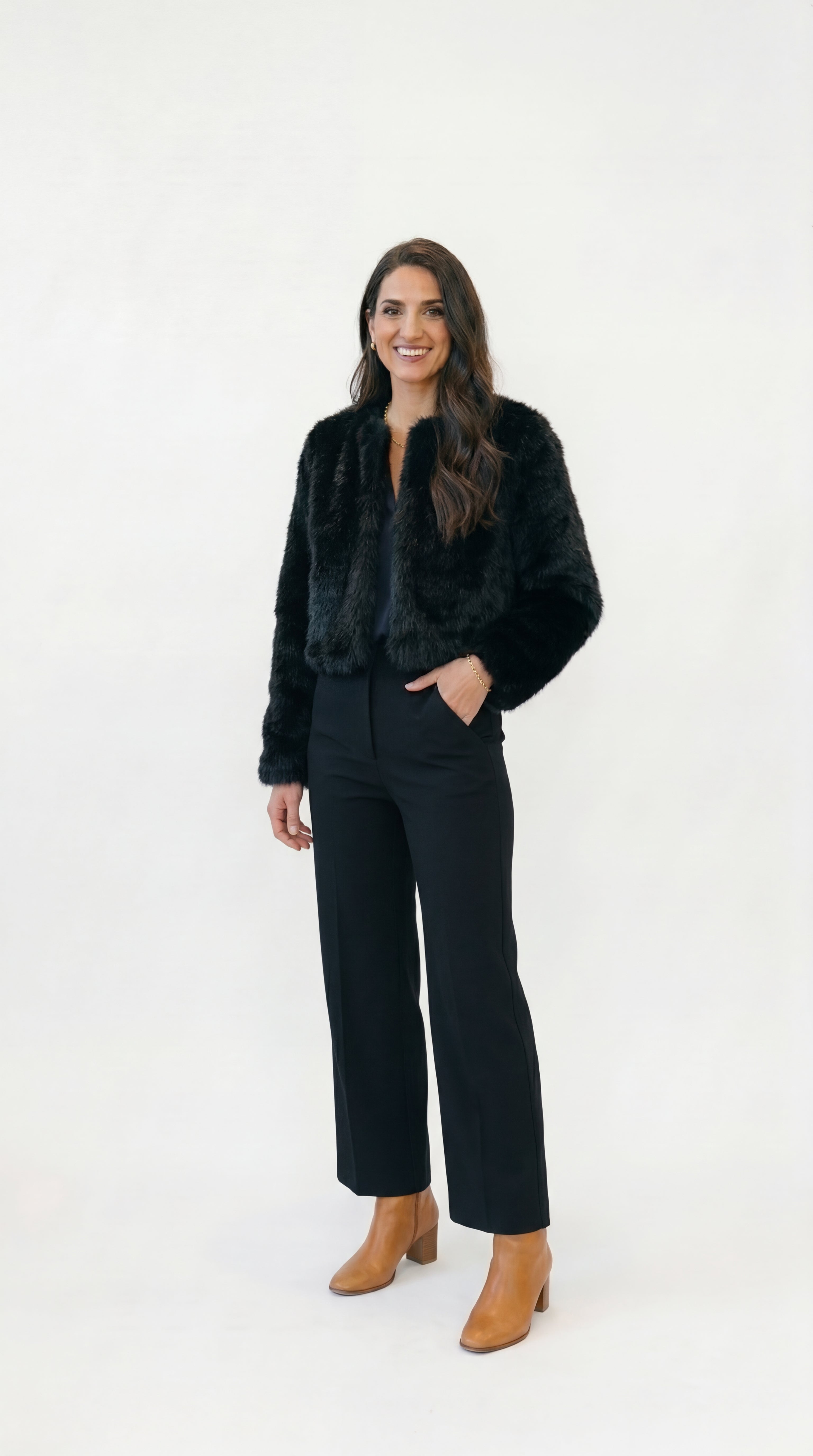 Chaqueta Corta de Piel Sintética Mujer