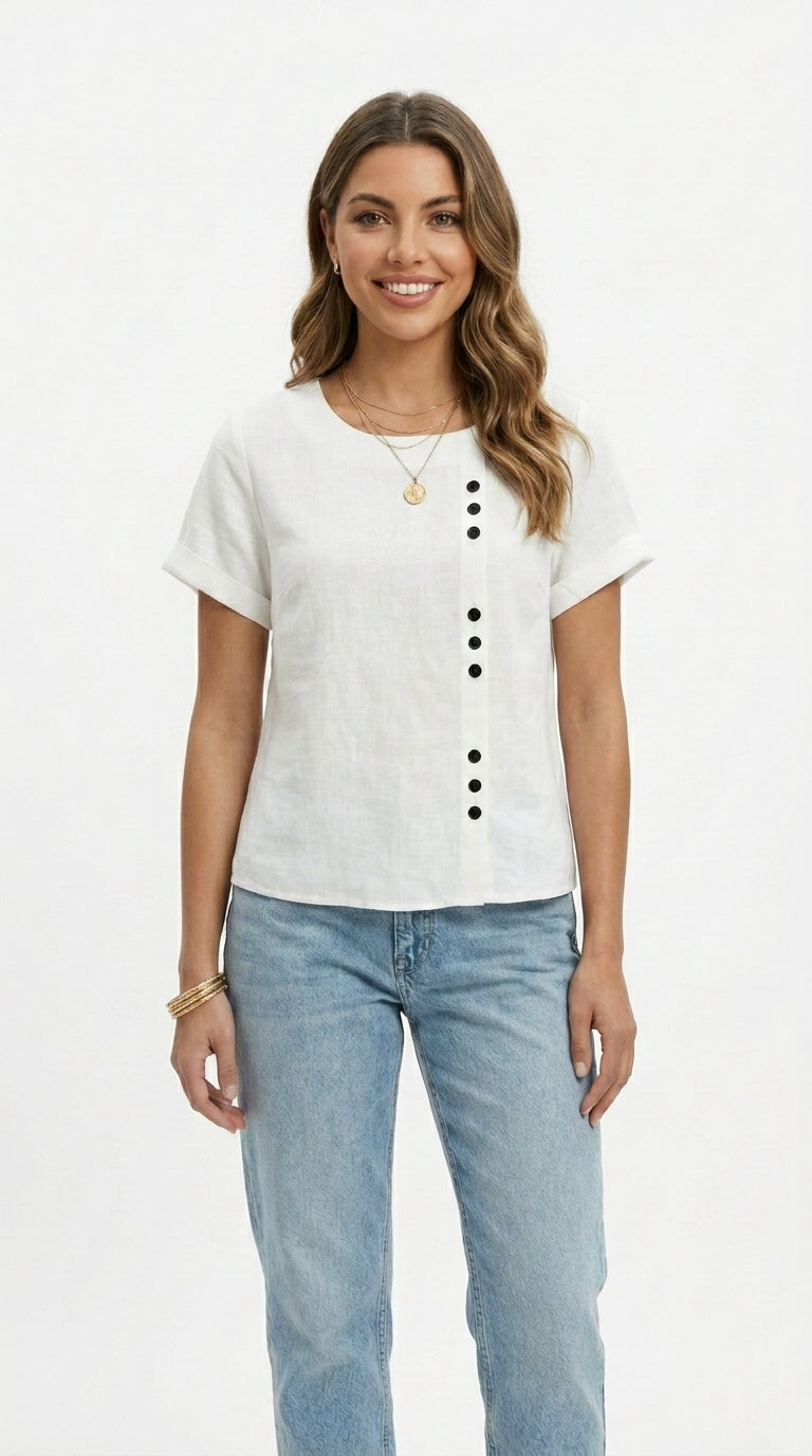 Blusa Lisa Manga Corta Mujer