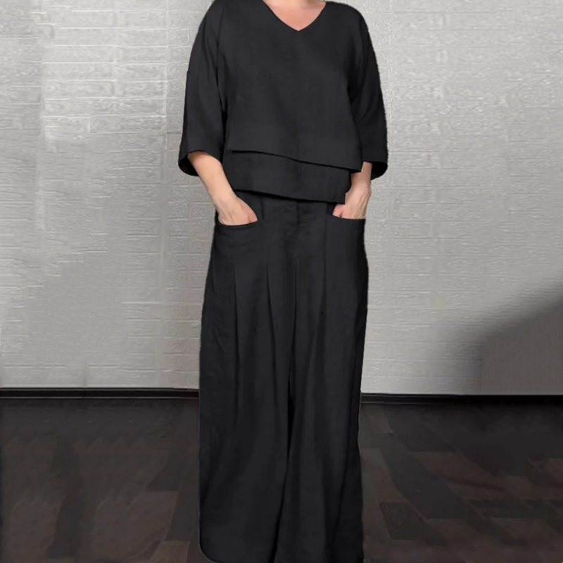 Sara | Conjunto de dos piezas de algodón y lino